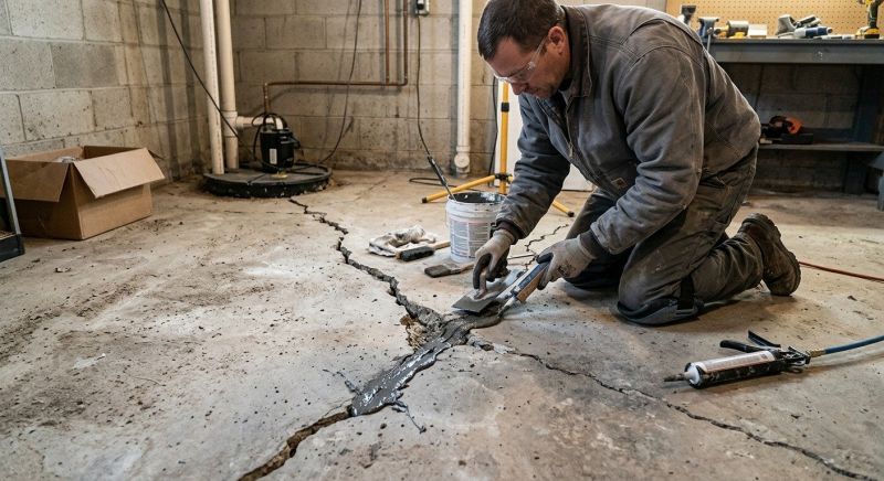 Cracked Basement Floor Repair in Pawtucket, RI