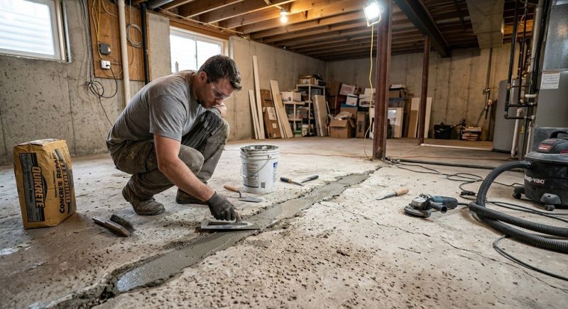 Cracked Basement Floor Repair in Pawtucket, RI