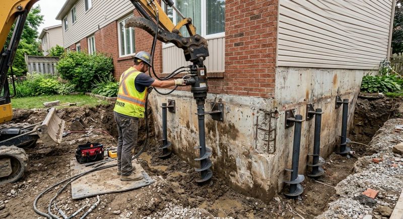 Helical Piers Installation in Pawtucket, RI