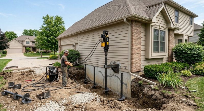 Helical Piers Installation in Pawtucket, RI