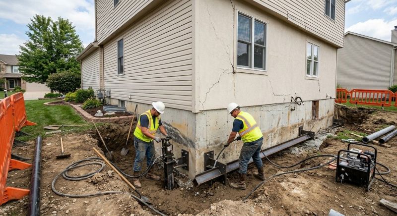 Sinking Foundation Repair in Norton, MA