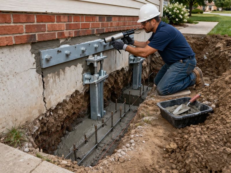Sinking Foundation Repair in Sherborn, MA